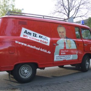Manfred Krick - mit dem roten Barkas auf Wahlkampftour